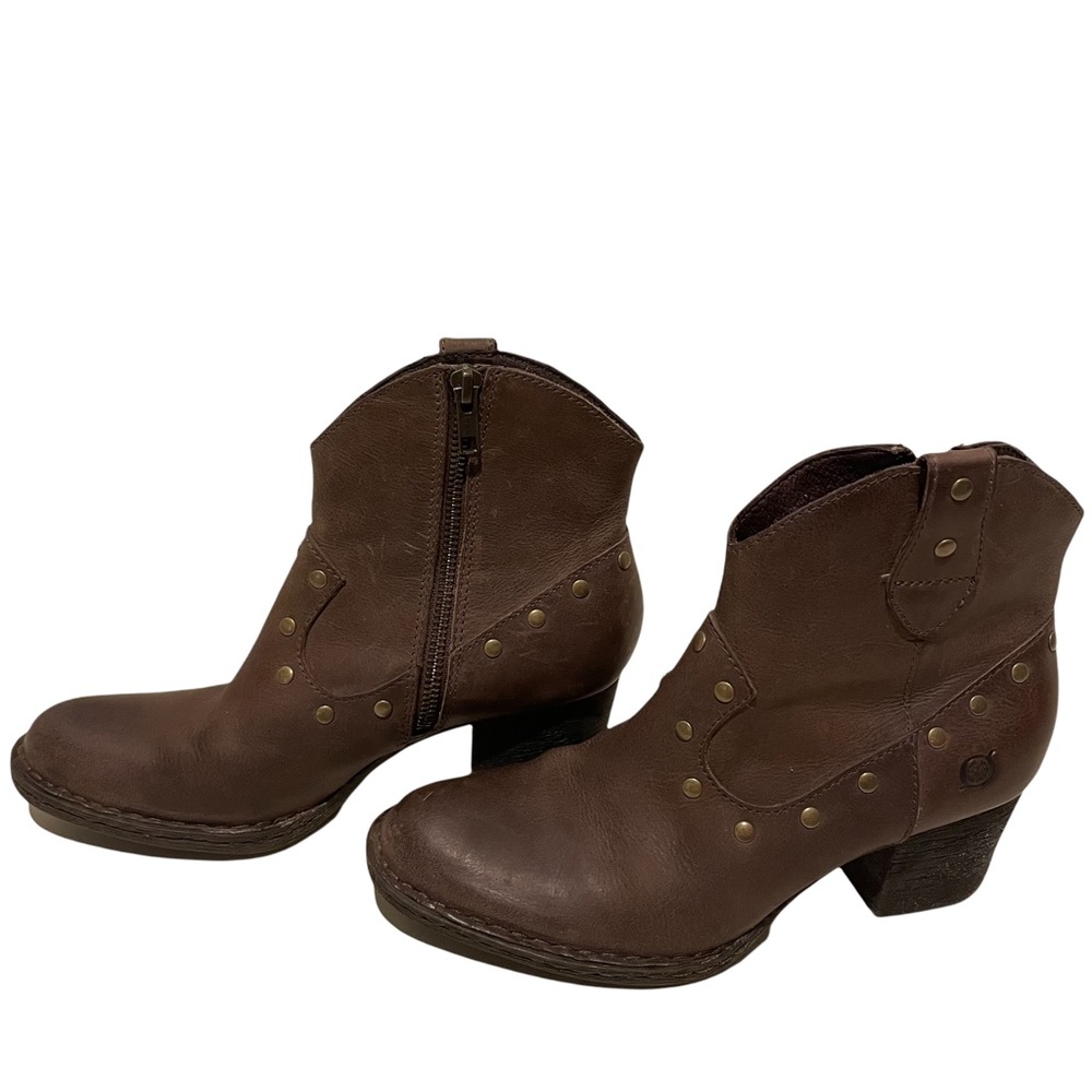 Born Brown Ankle Boots with Stud Accents